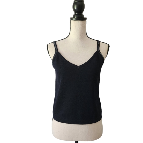 St.‎ John Evening Santana Knit Studded Black Tank Top Size Small - Picture 1 of 9